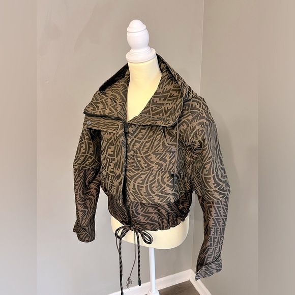 Fendi Canvas Jacquard Printed Shell Jacket — Removable Sleeves - Picture 1 of 10